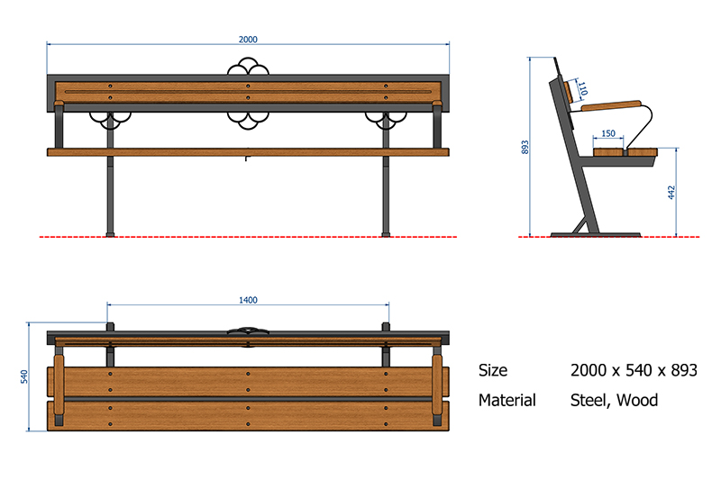 Park Bench (wood) X